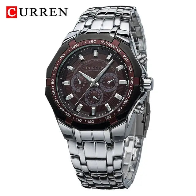 Curren Men Luxury Brand Military Sport Watch With Stainless Steel Band And Alloy Case Quartz Waterproof For Business