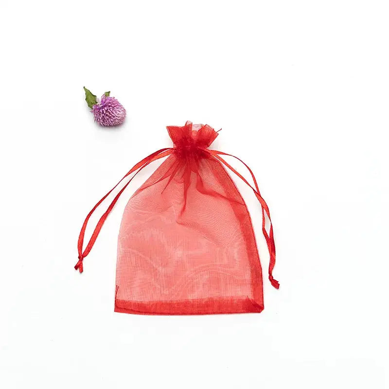 50 Pieces Drawstring Organza Gift Bags For Jewelry Packaging Wedding Party Four Sizes 7x9 Cm 9x12 Cm 10x15 Cm 13x18 Cm