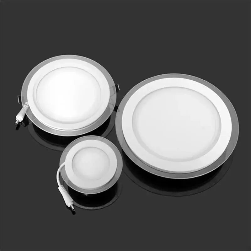 Round glass LED downlights, white finish, 3-pack recessed ceiling lights.