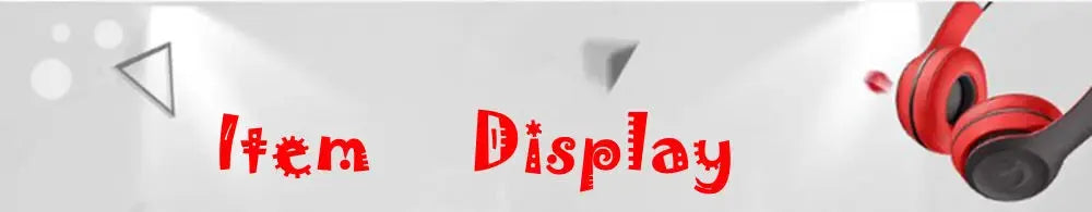 Item Display banner showing red headphones on a gray background.