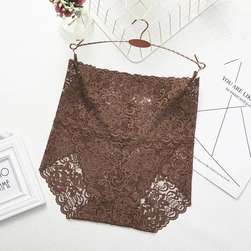 Seamless women shapers brown floral lace high-waist panty