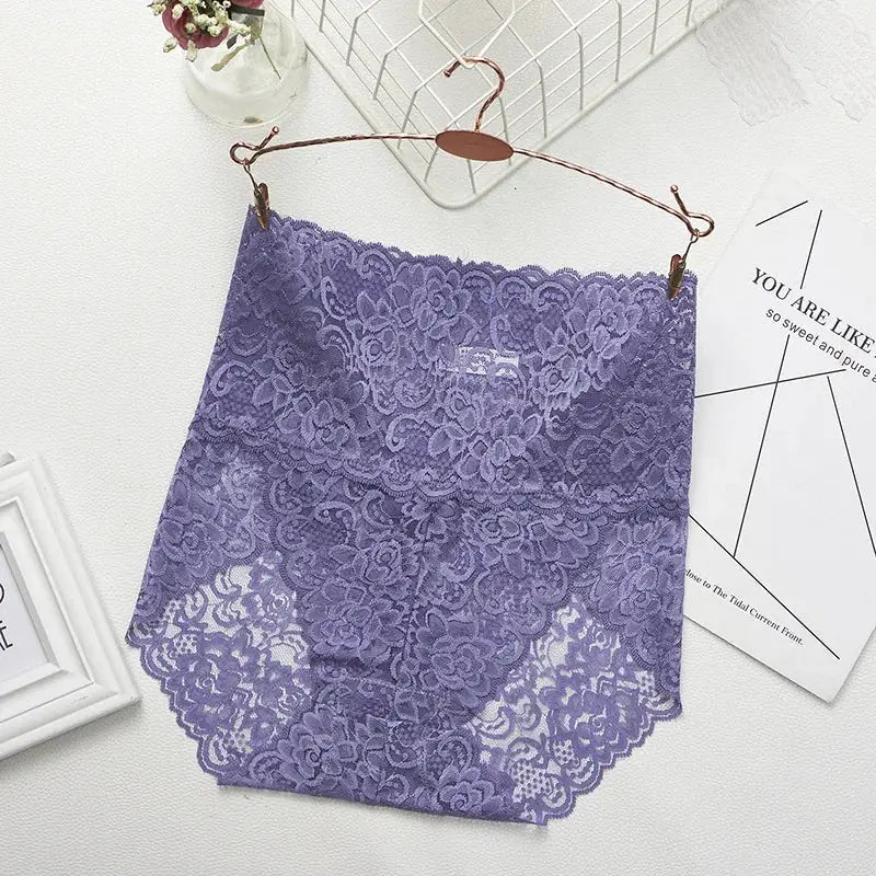 Purple lace seamless high-waist shapewear shorts with tummy-control briefs