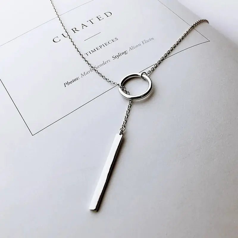 XIYANIKE Vintage Silver Color Circle Strip Long Chain Pendant Necklace For Women VNS8002 - Simples Market