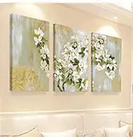 Shadow box triptych wooden photo frame, depth 3cm, three-panel light wood with white floral art