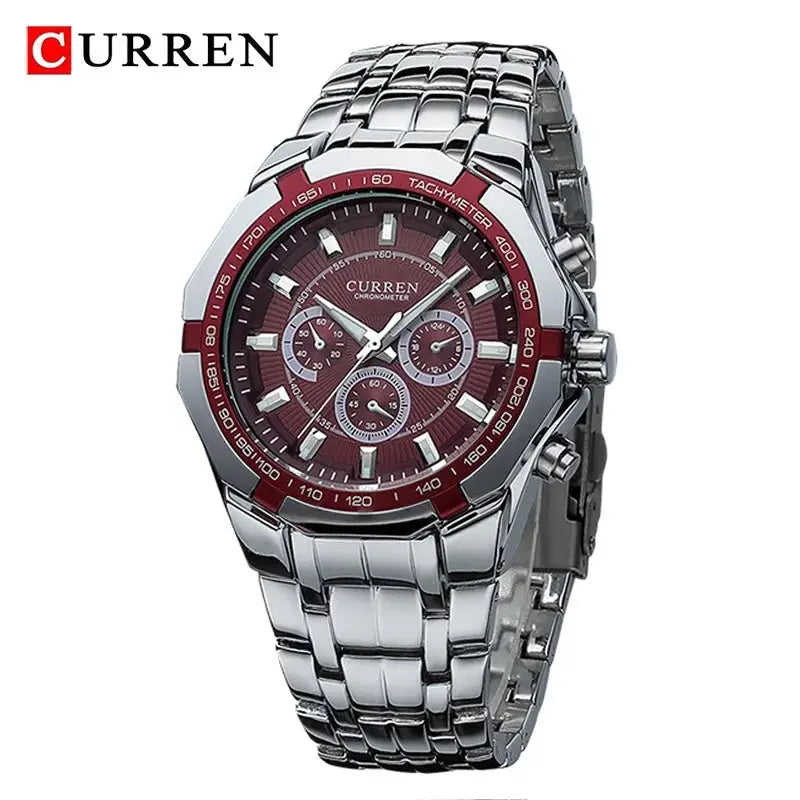 Curren Men Luxury Brand Military Sport Watch With Stainless Steel Band And Alloy Case Quartz Waterproof For Business