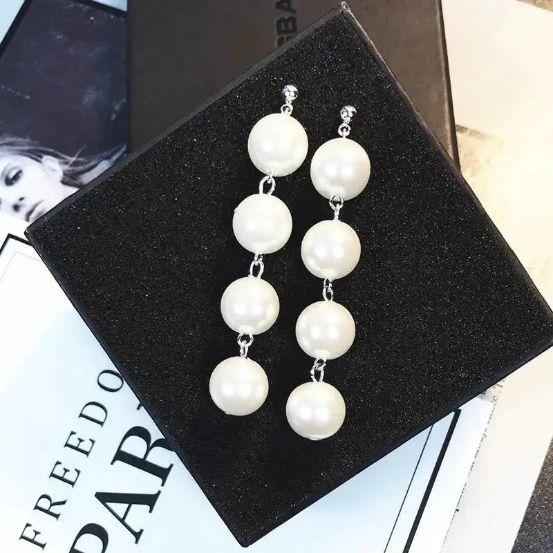 Pearl Drop Earrings For Women And Girls Simple Elegant Water Drop Jewelry Crystal Accents