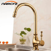 Kitchen faucet in gold brass with high-arc swivel spout and single lever handle XT-169 NARCYZ logo