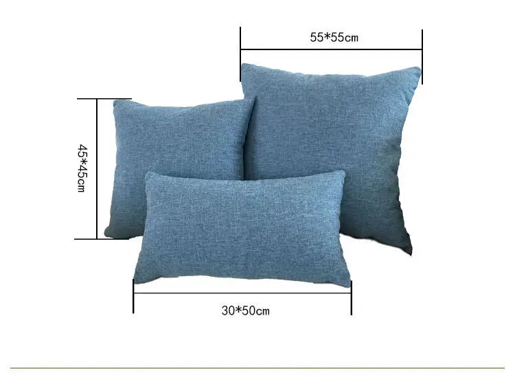 Blue textured cushion set of 3 in 55x55cm, 45x45cm, and 30x50cm sizes for sofa decor