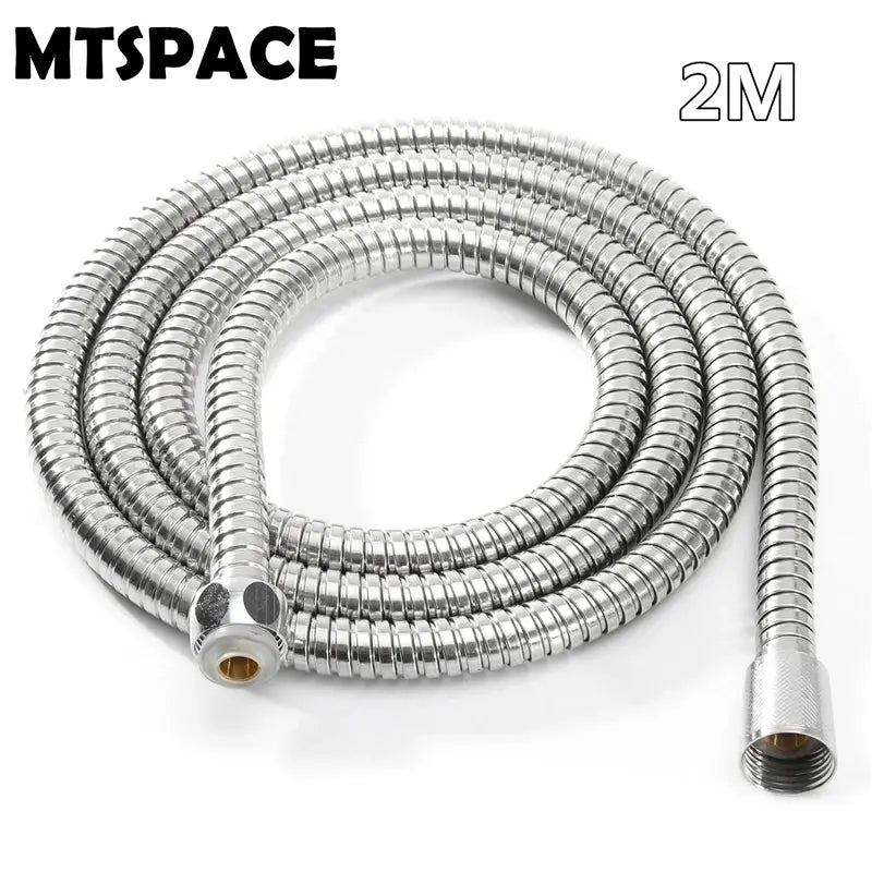 Shower hose MTSPACE, stainless steel flexible chrome finish, 2m length with G1/2in fittings