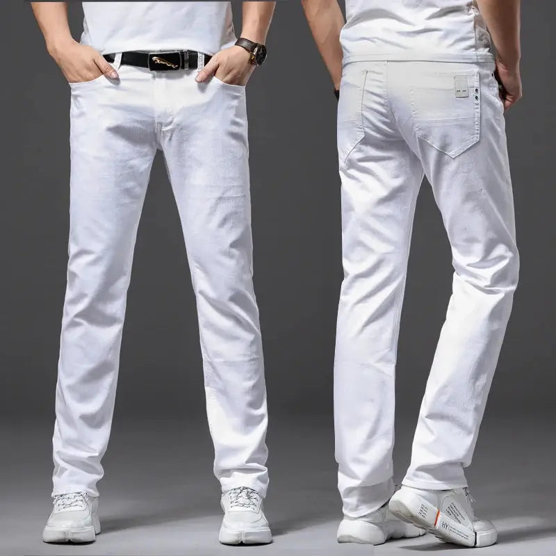 Men's white jeans, slim fit casual trousers with Advanced Stretch by Simples Market