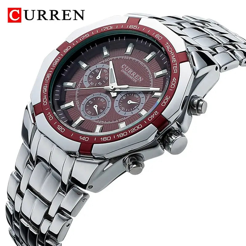 Curren Men Luxury Brand Military Sport Watch With Stainless Steel Band And Alloy Case Quartz Waterproof For Business
