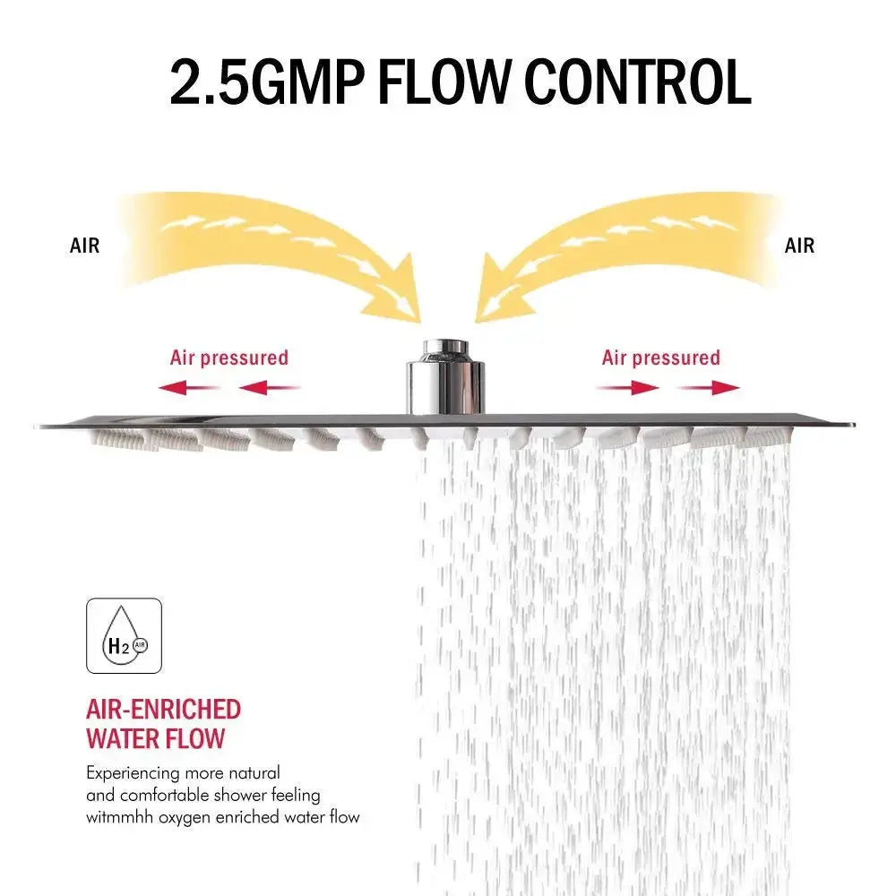 Simples Market rainfall shower head, 8–12 in stainless steel, black/silver/gold finish, high-pressure waterfall