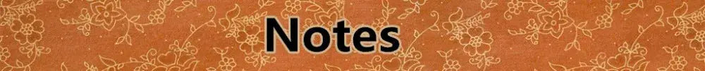 Notes banner on an orange floral patterned background, decorative header artwork.