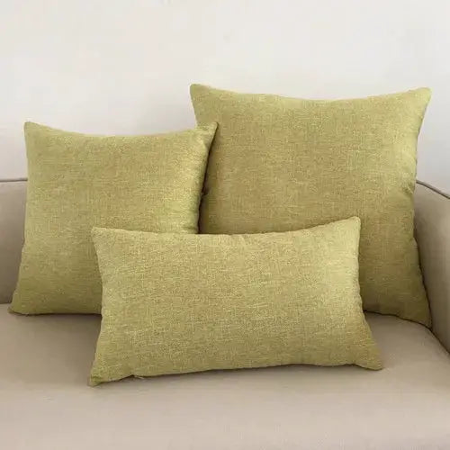 Sofa cushion covers, set of three olive-green linen throw pillows by Simples Market