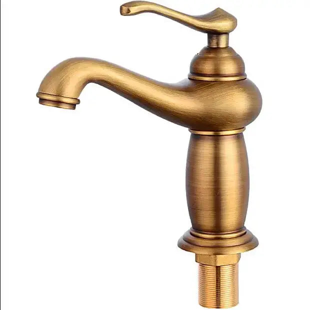 Bathroom faucet antique bronze finish, brass body with a single-handle lever.