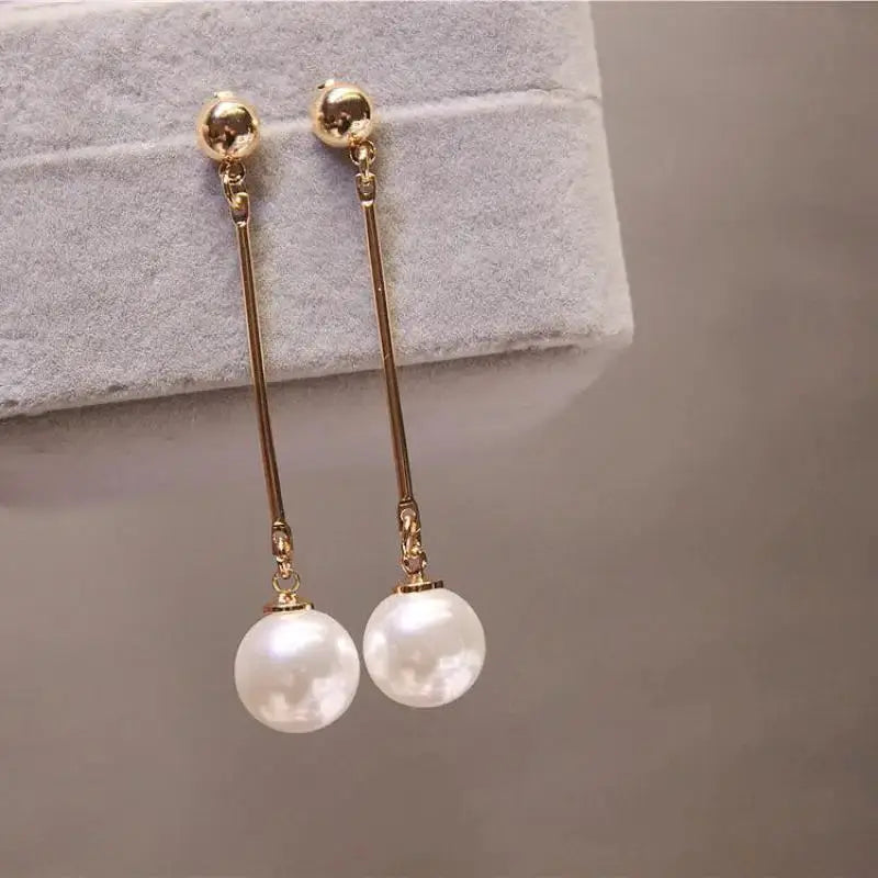 Pearl Drop Earrings For Women And Girls Simple Elegant Water Drop Jewelry Crystal Accents