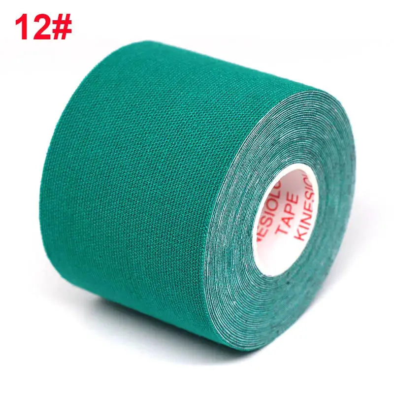 Teal kinesiology tape roll, 2.5cm/5cm width, 5m length for athletic recovery