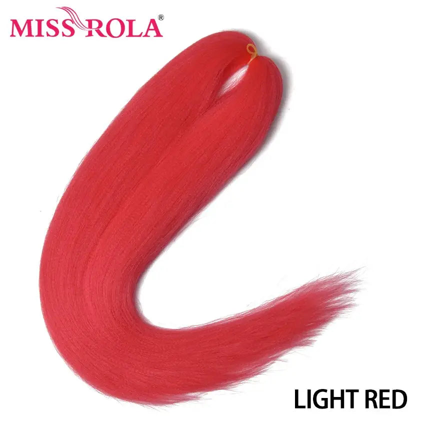 Miss Rola light red synthetic 30-inch Kanekalon hair braid, pre-stretched yaki straight bulk extension