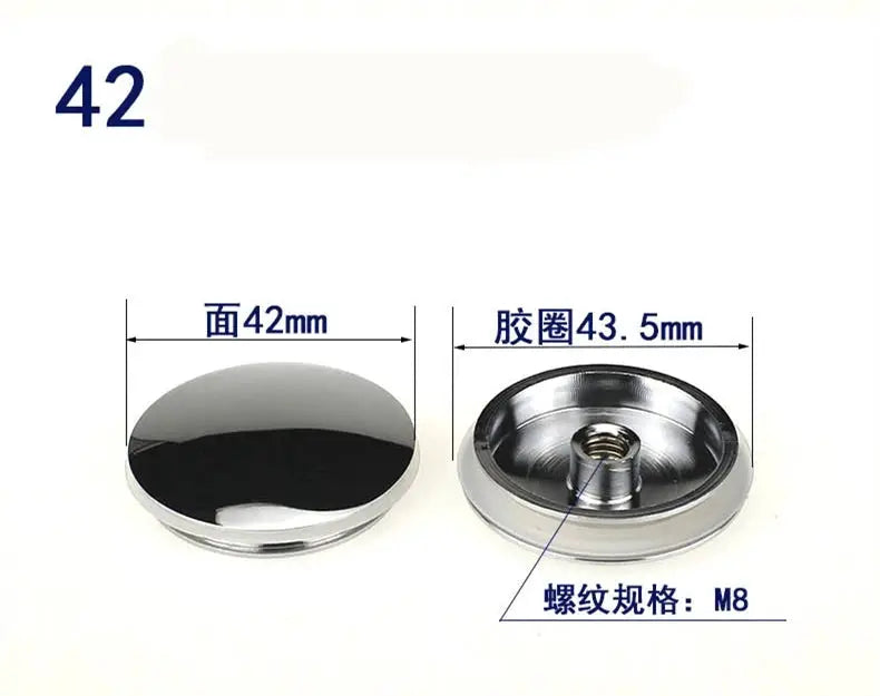 Simples Market brass pop-up cover for bathtub drain, two-piece chrome finish, 42mm diameter, M8 thread