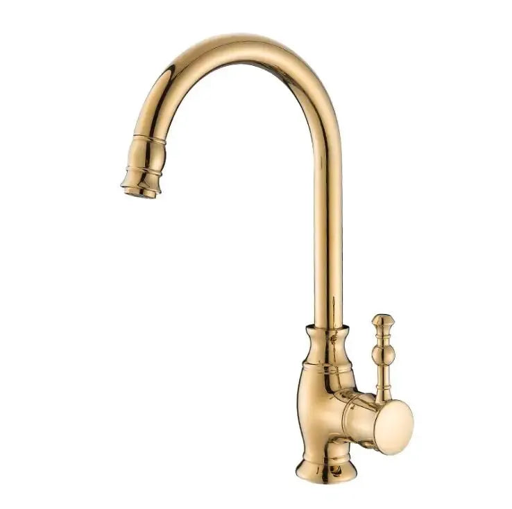 Gold brass kitchen faucet with high-arc swivel spout and single lever XT-169