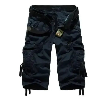 Men's cargo shorts by Simples Market, black knee-length cotton joggers with multiple pockets.