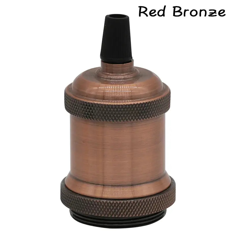 Pendant lamp socket in red bronze finish for E27, industrial knurled grip