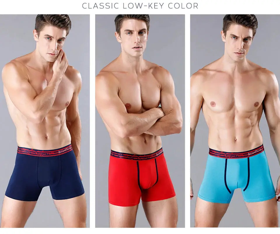 Men's boxer shorts 3-color cotton set (navy, red, sky blue) by Simples Market