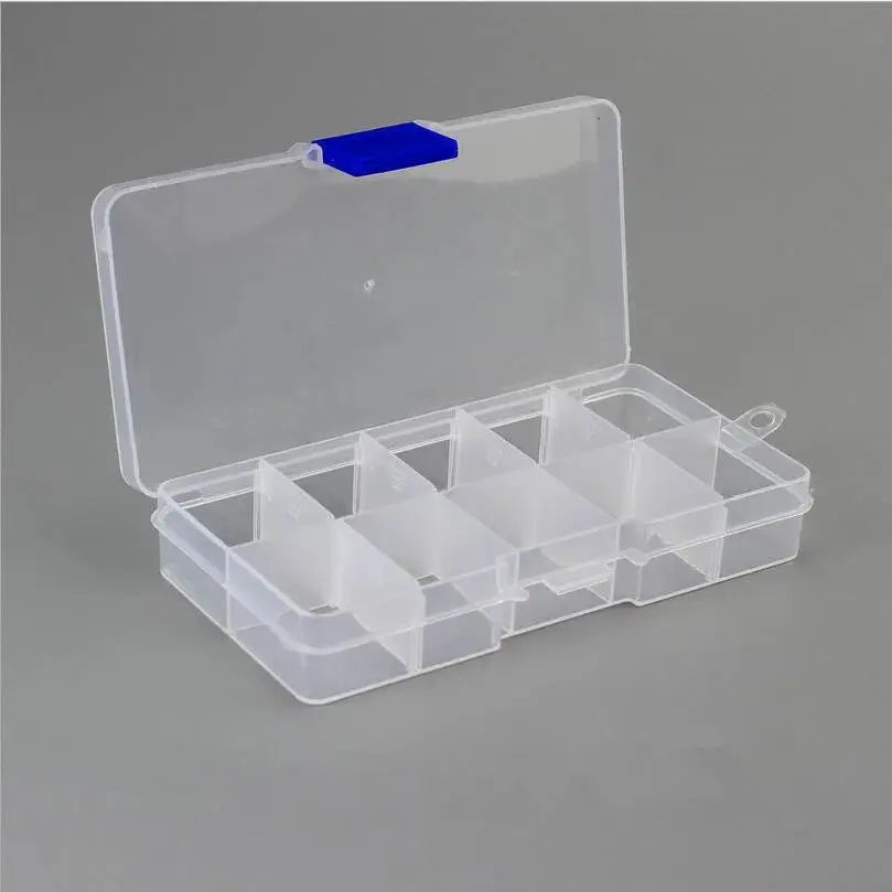 10 Slot Adjustable Plastic Jewelry Organizer Box For Beads And DIY Jewelry Making Craft Storage Case