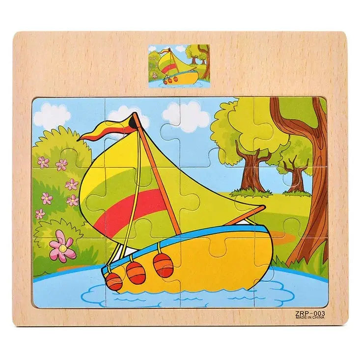 Wooden Puzzles For Kids 9 Or 12 Pieces Cartoon Vehicles And Animals Learning Educational Toys Gift For Children