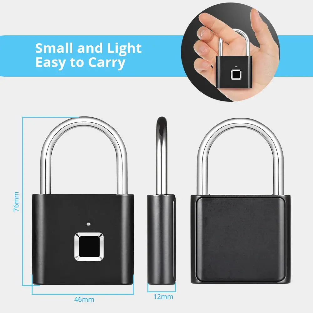 KERUI Smart Fingerprint Padlock Waterproof Keyless Door Lock Type C Rechargeable Security Padlock For Home