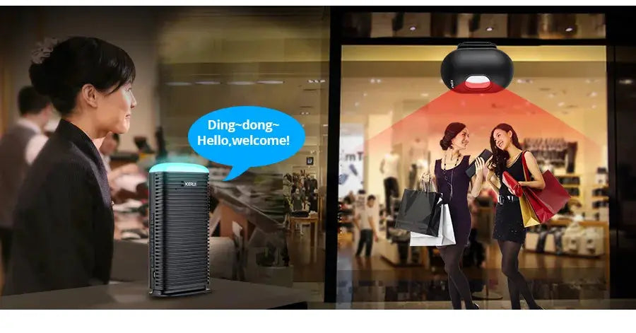 KERUI DW9 wireless driveway alarm motion detector, black outdoor PIR sensor with waterproof design