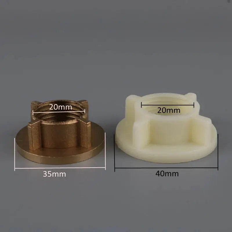 Plastic faucet connector 1/2 inch male thread, white plastic and bronze metal pieces, 2-piece set