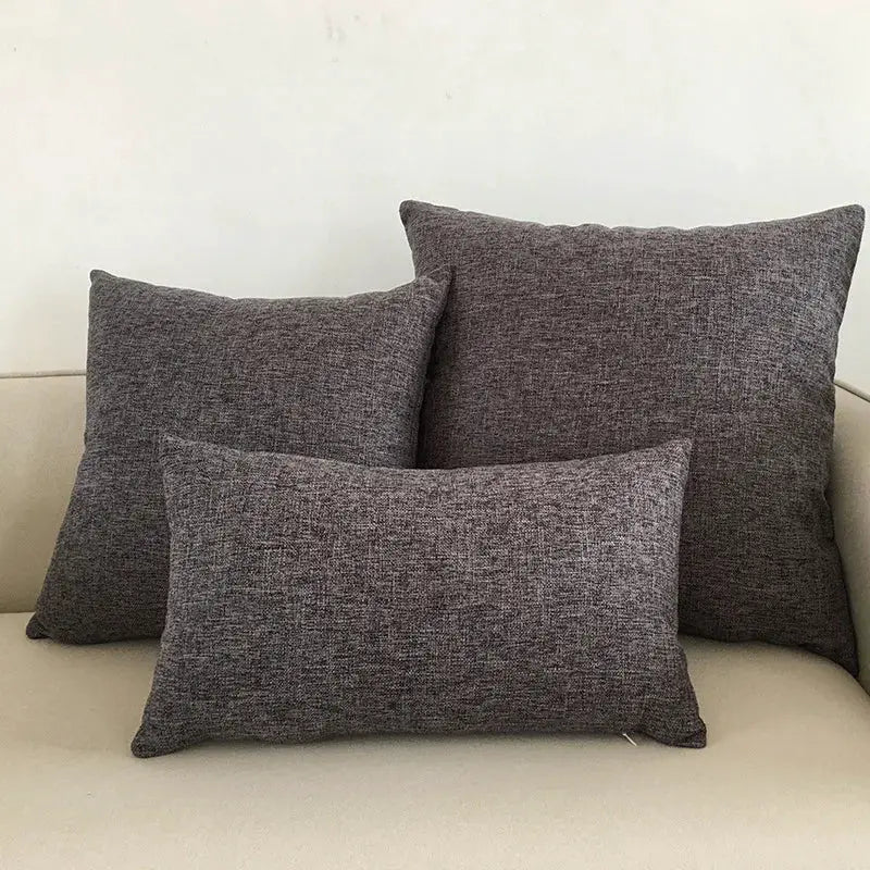 Sofa cushion covers, charcoal gray textured fabric, set of three