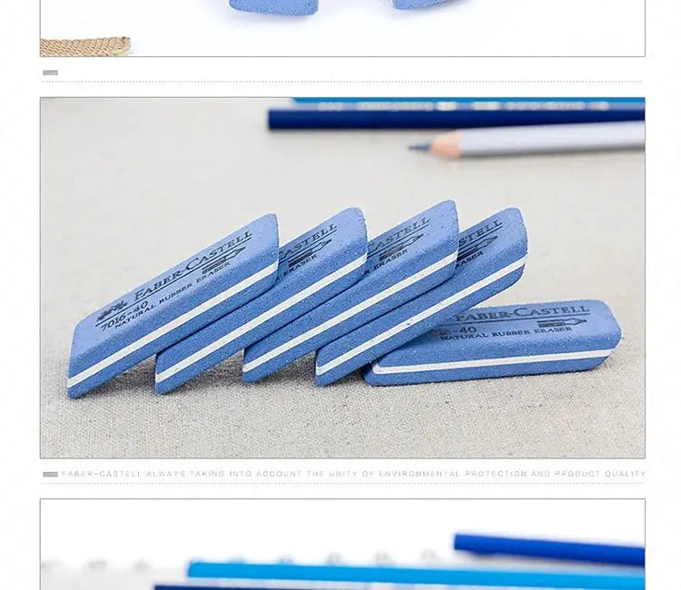 Faber-Castell blue natural rubber erasers, 3 pieces