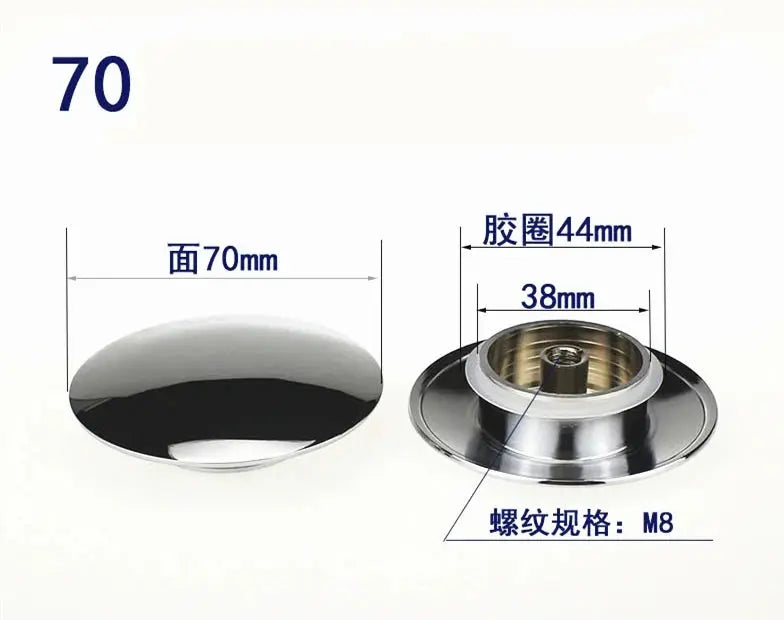 Brass pop-up bathtub drain cover by Simples Market, chrome finish, 70mm outer diameter, M8 thread