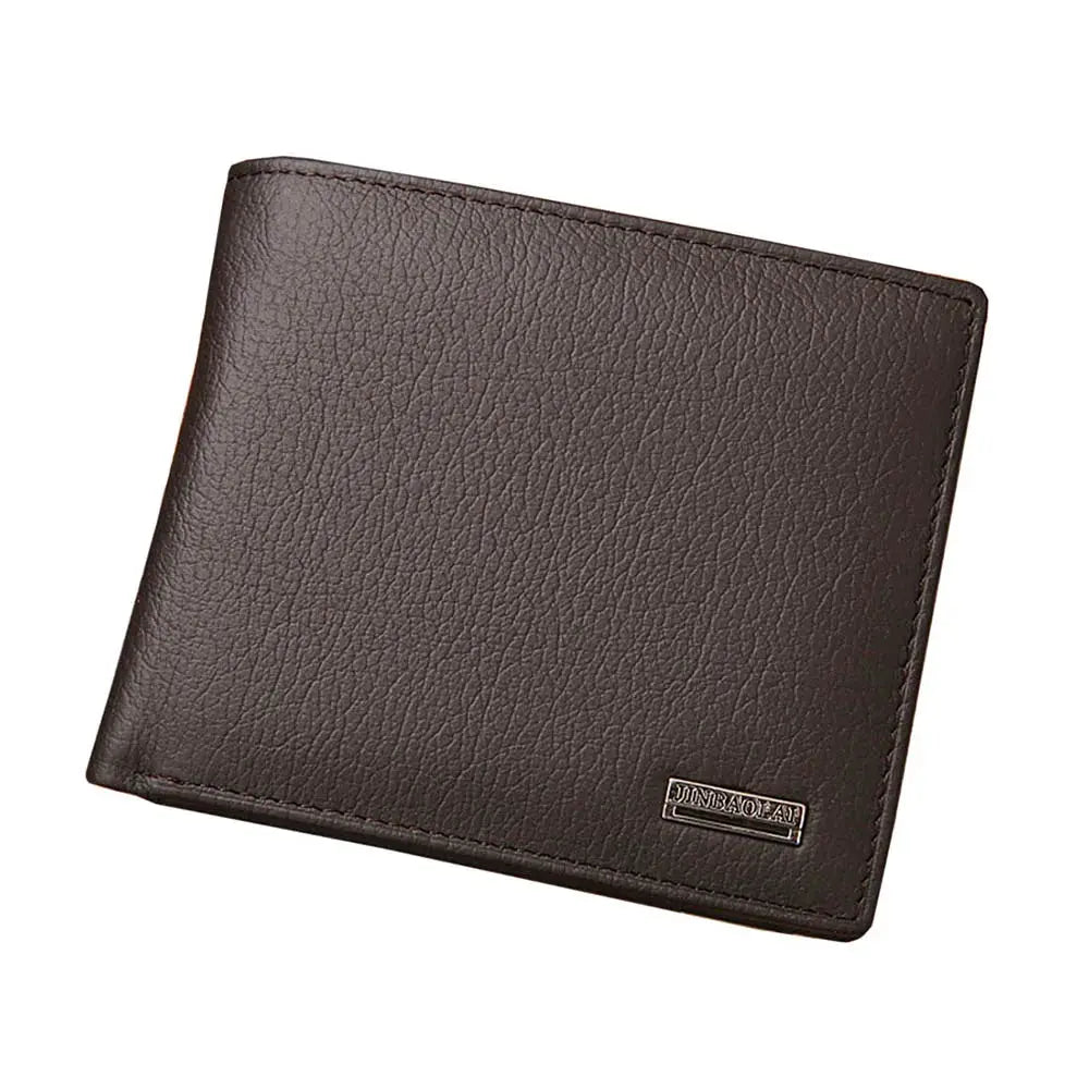 Men's short brown genuine leather wallet with coin pocket and card holder, by Simples Market