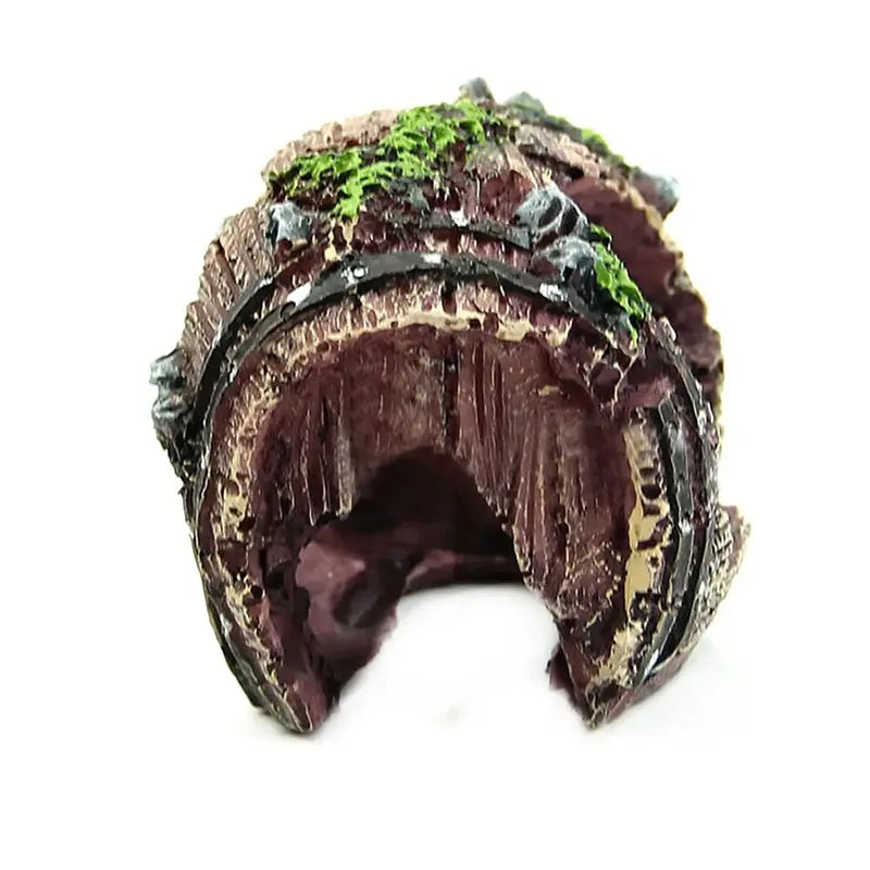 Resin Barrel Cave Aquarium Ornament For Fish Tank Decoration Safe Non Toxic Realistic Hideaway Landscaping Accessory