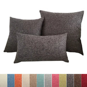Sofa cushion covers, 3-piece set in dark gray textured fabric; sizes 30x50–60x60 cm.