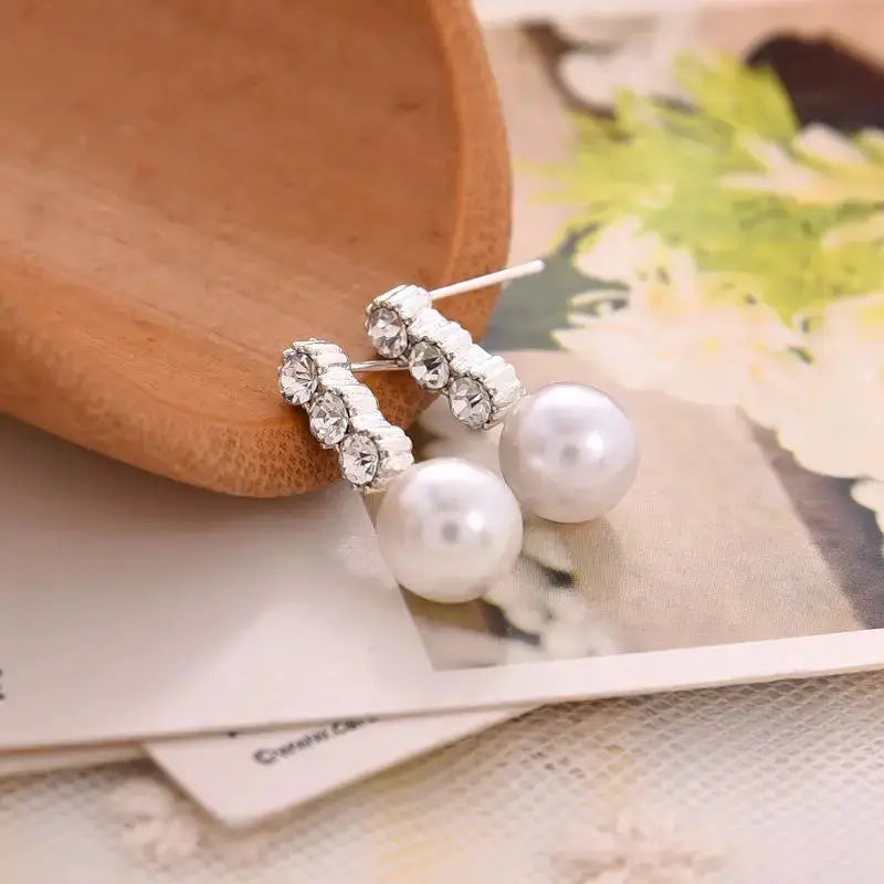 Pearl Drop Earrings For Women And Girls Simple Elegant Water Drop Jewelry Crystal Accents