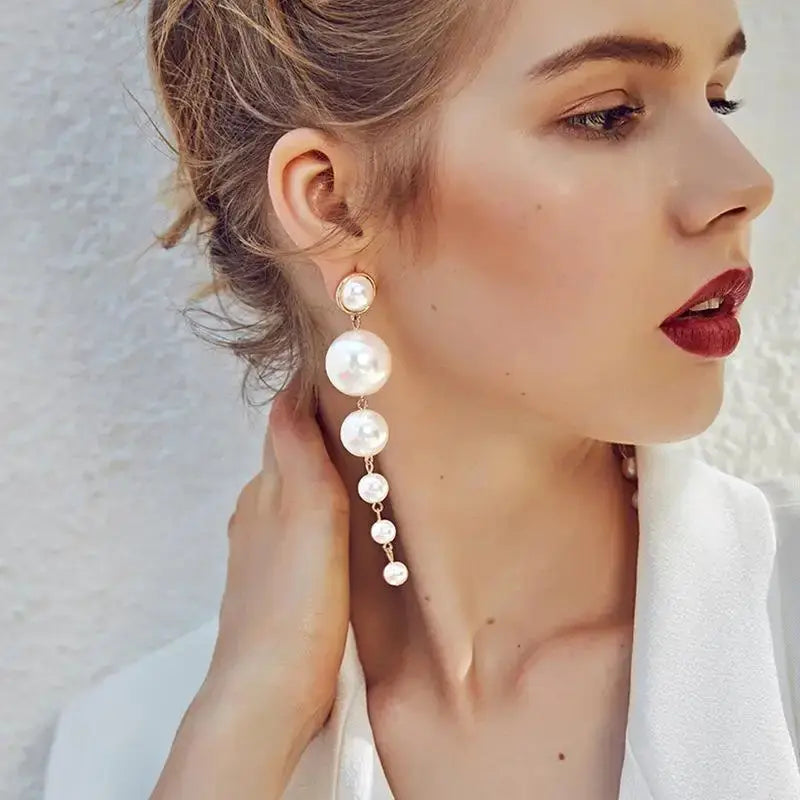 Pearl Drop Earrings For Women And Girls Simple Elegant Water Drop Jewelry Crystal Accents