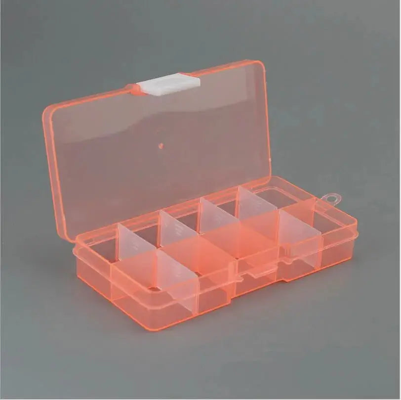 10 Slot Adjustable Plastic Jewelry Organizer Box For Beads And DIY Jewelry Making Craft Storage Case
