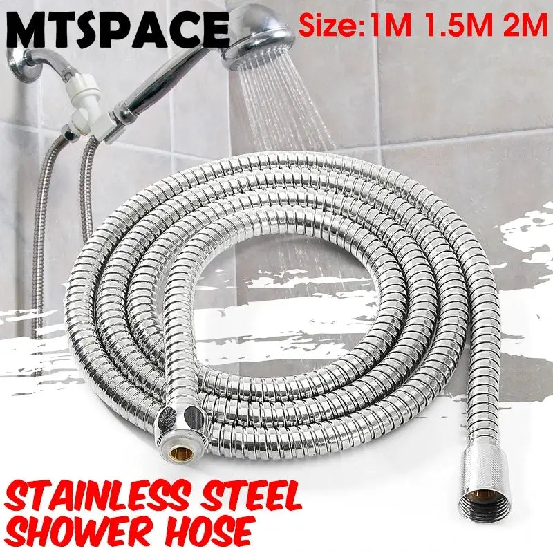 Stainless steel shower hose, chrome finish, flexible, 1m/1.5m/2m G1/2 inch
