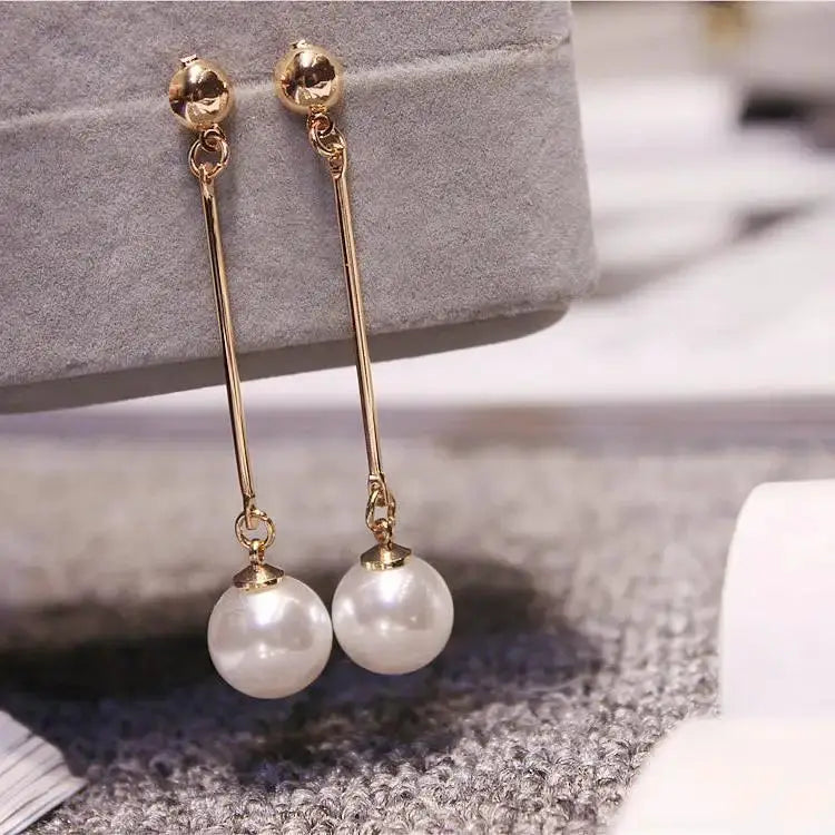 Pearl Drop Earrings For Women And Girls Simple Elegant Water Drop Jewelry Crystal Accents