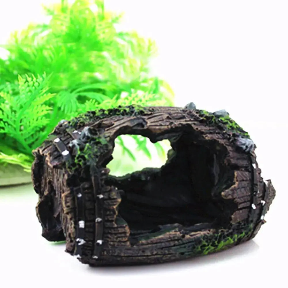 Resin Barrel Cave Aquarium Ornament For Fish Tank Decoration Safe Non Toxic Realistic Hideaway Landscaping Accessory