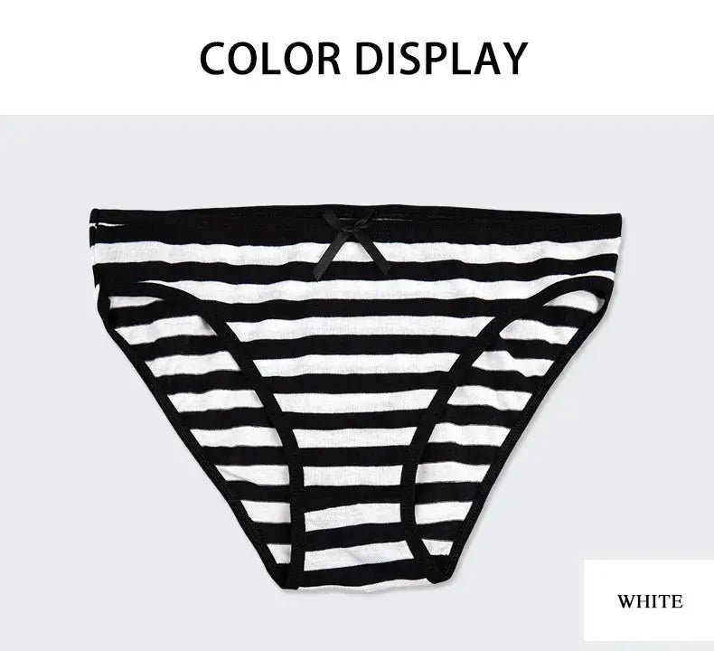 Women's cotton striped panties, black and white bikini briefs by Simples Market