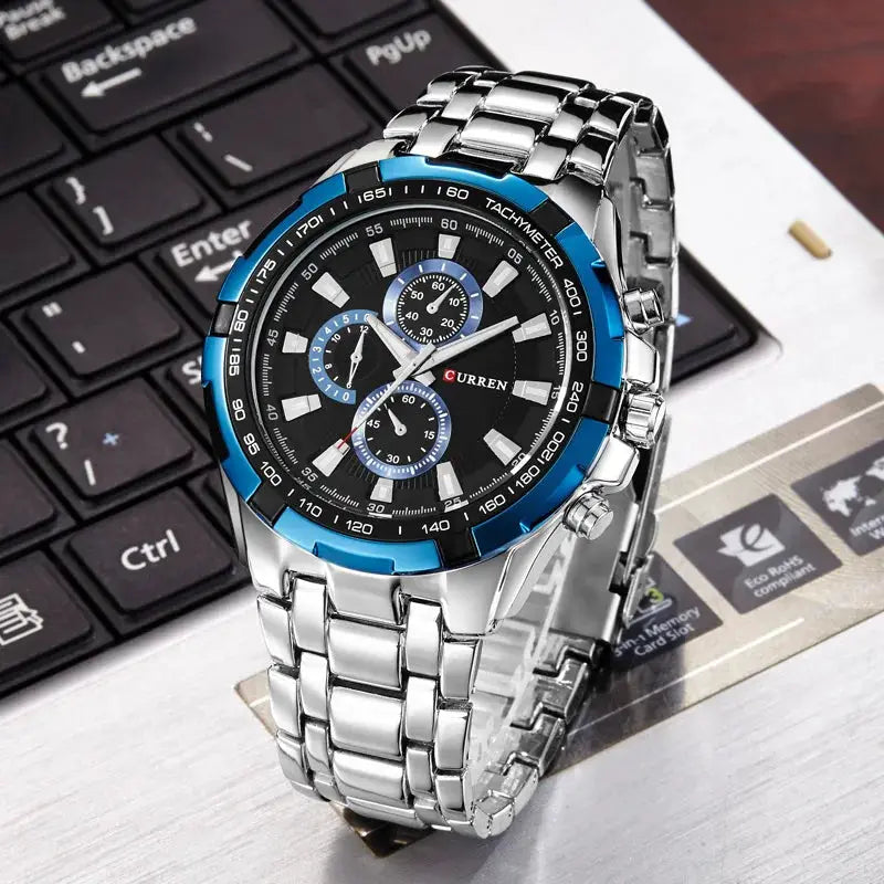 Curren 8023 Quartz Men Watch Water Resistant 3 Bar Stainless Steel Sports Military Wristwatch For Business