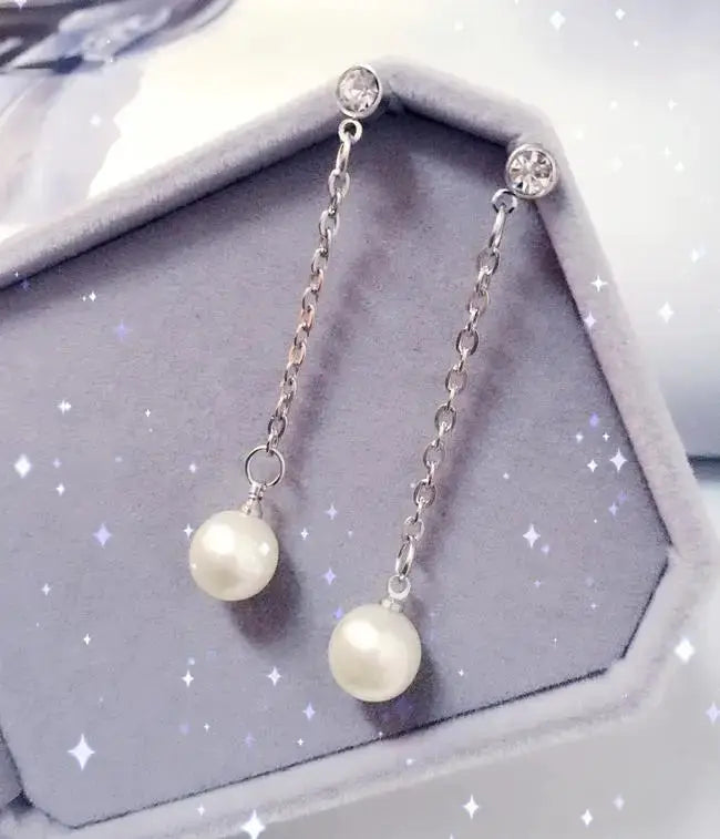 Pearl Drop Earrings For Women And Girls Simple Elegant Water Drop Jewelry Crystal Accents