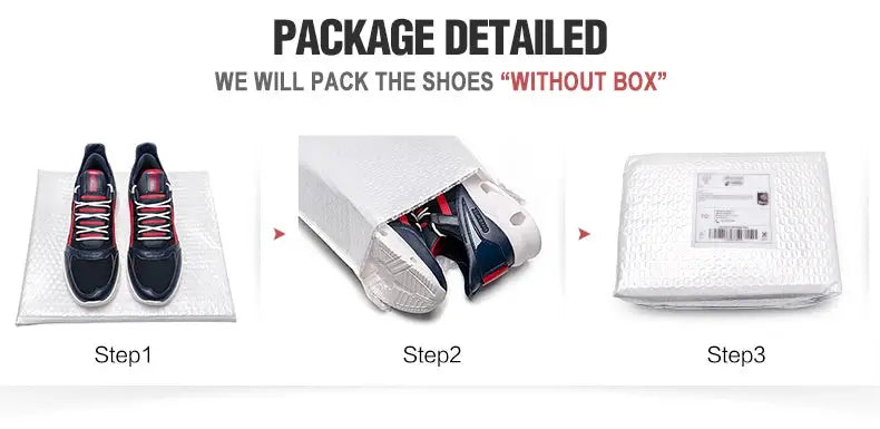 ONEMIX women’s air-cushion running shoes, navy blue with red laces, packaged on a white bubble-mailer.