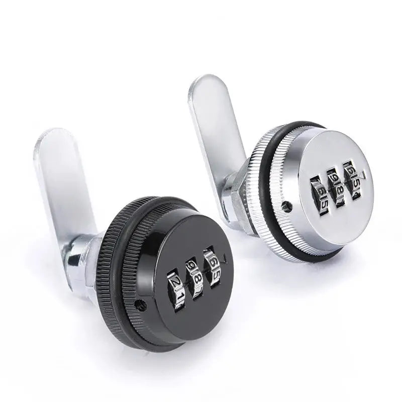 KAK combination cabinet lock set, black and silver zinc alloy, 2-piece password cam locks