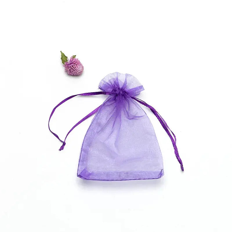 50 Pieces Drawstring Organza Gift Bags For Jewelry Packaging Wedding Party Four Sizes 7x9 Cm 9x12 Cm 10x15 Cm 13x18 Cm